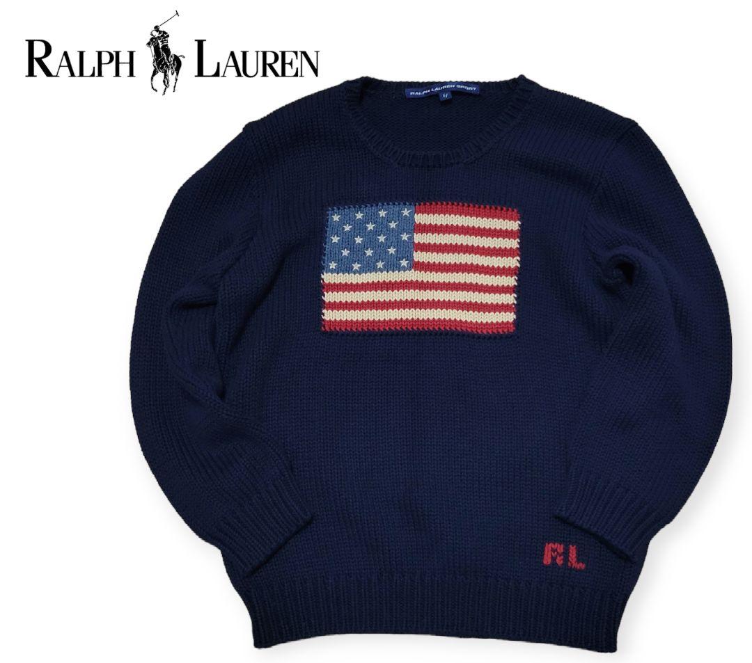 【美品】 ラルフローレン Ralph Lauren 国旗 ニット ネイビー