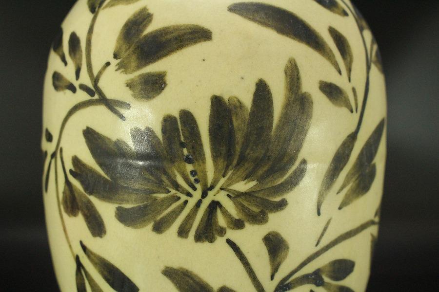 中国美術 鉄絵 草花紋 梅瓶 高28cm(LC141) 工芸品