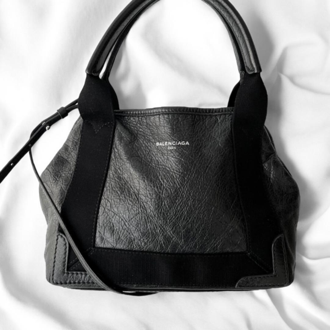 美品 バレンシアガ ネイビー カバス XS レザー ブラック ショルダーバッグ