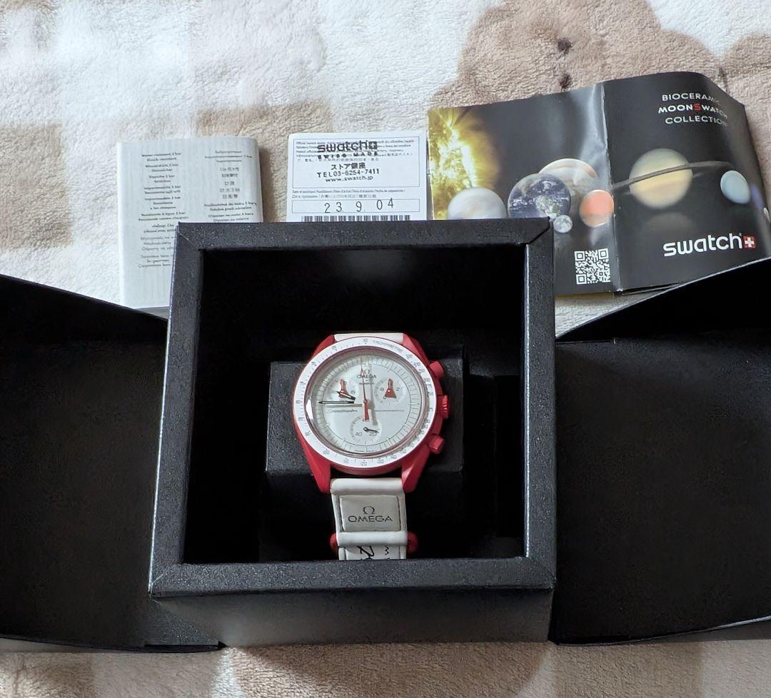 Omega Swatch Moonwatch ホワイト/レッド