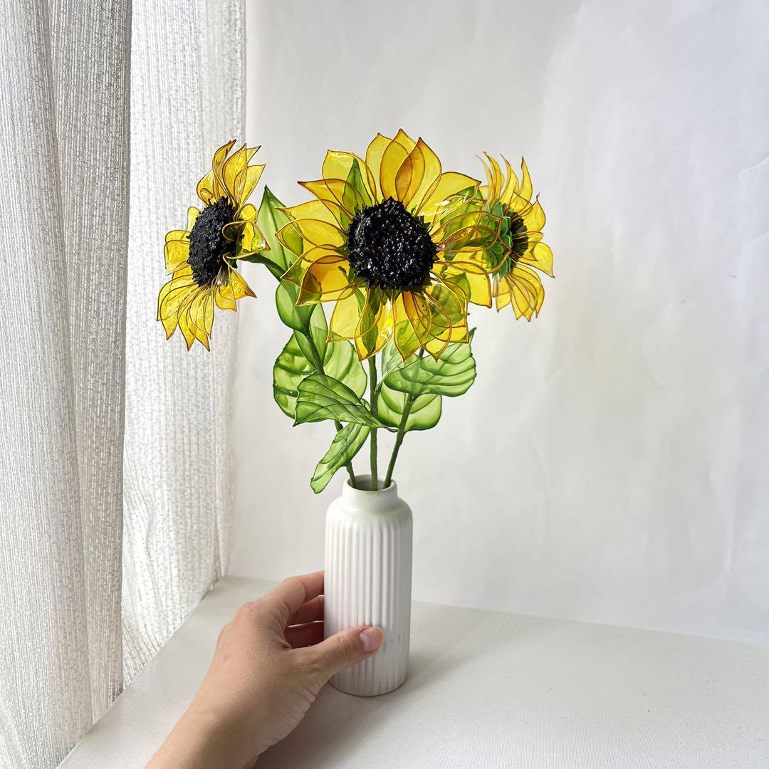 アメリカンフラワー ひまわり 向日葵の造花 ～ディップアート