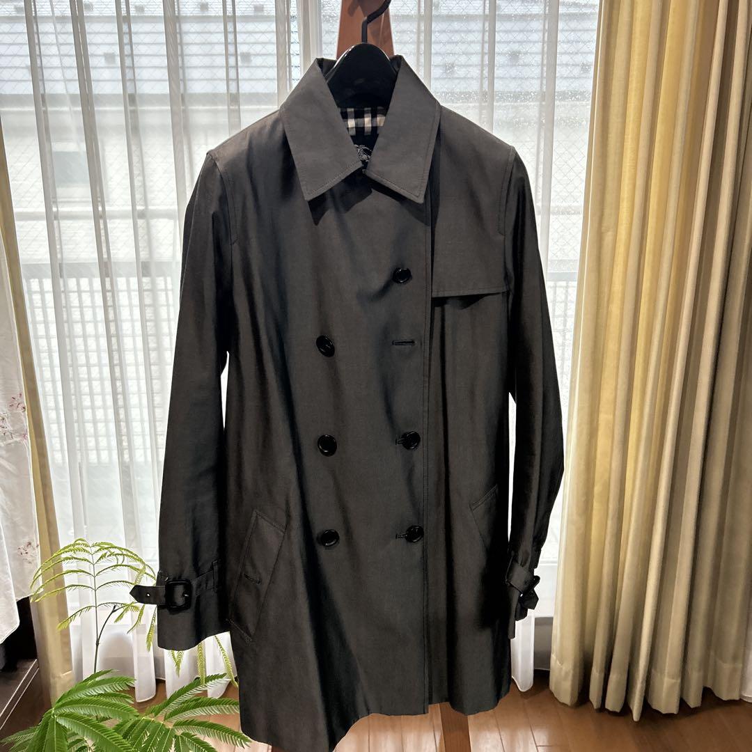 通販 ショート丈 トレンチコート Burberry サイズ38 ベルト グレー ジャケット・アウター