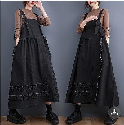 大きいサイズ レディース サロペット ワンピース デニム
