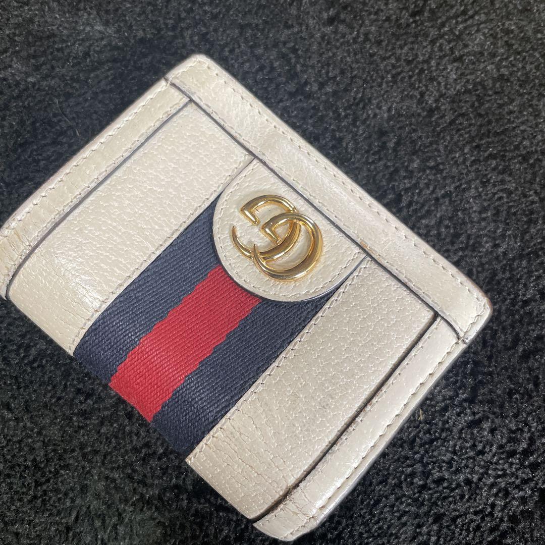 GUCCI グレー ストライプ 二つ折り財布