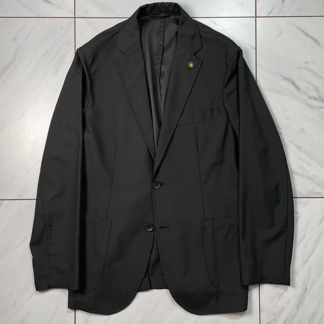 は*ん様 美品 Giannetto 春夏 スーツ ウール ポリエステル 黒 上4