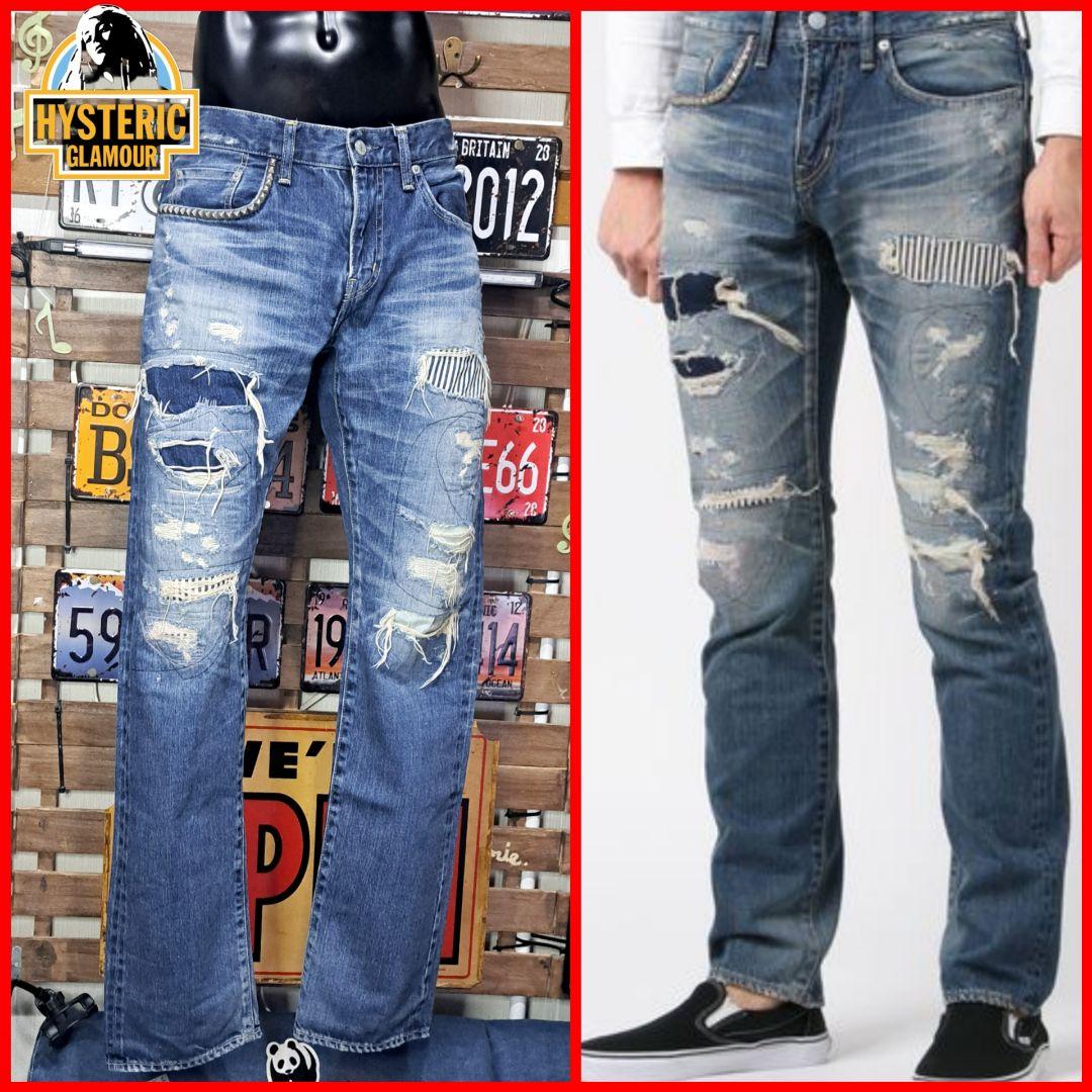 【定価5.2万】ヒステリックグラマー　初期　RSM加工　スタッズ　デニム　32