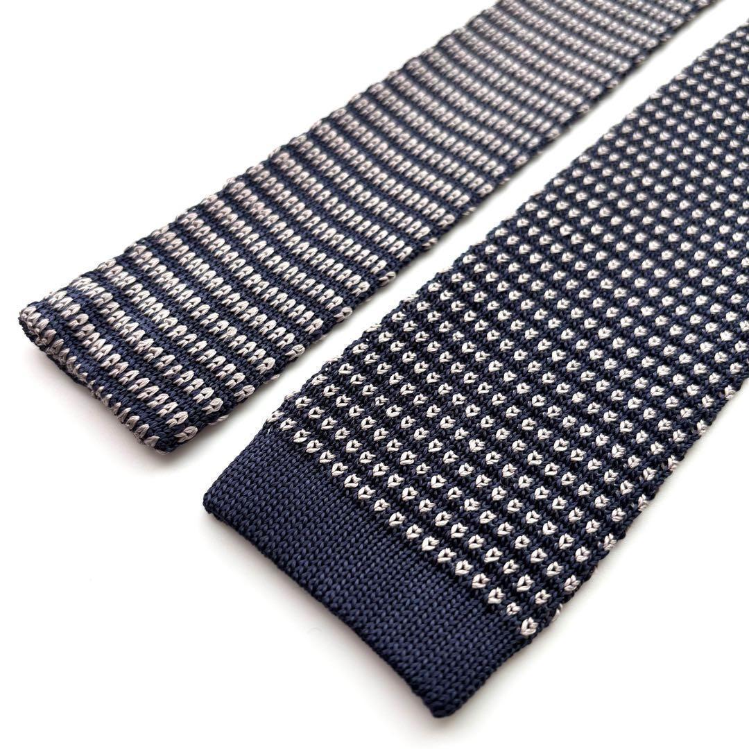 ꧁新品未使用꧂ トムフォード ネクタイ ニットタイ ボーダー ネイビー ホワイト