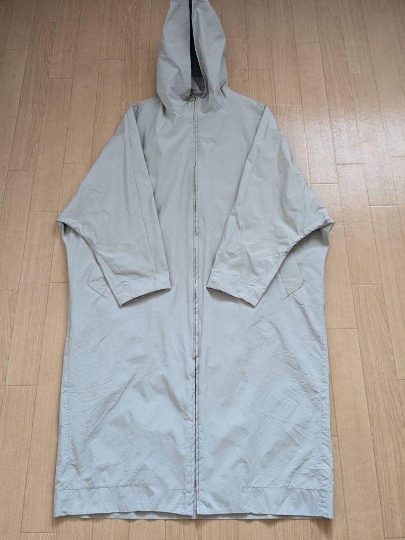 美品☆ebure☆シルクポリナイロン ドルマンスリーブフーデットコート