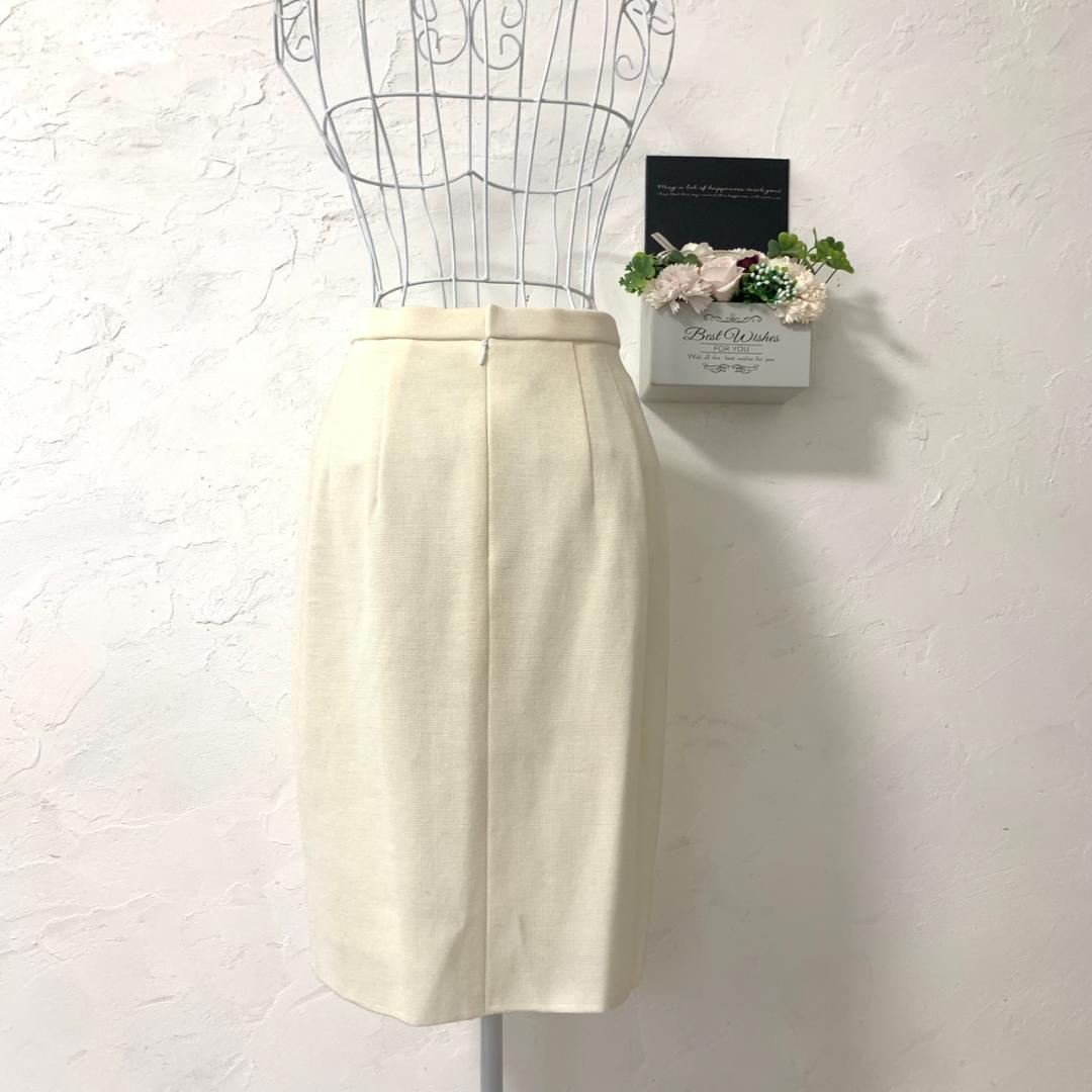 【美品】CORDIER レディース スカート 膝丈 タイトスカート 白 40 L