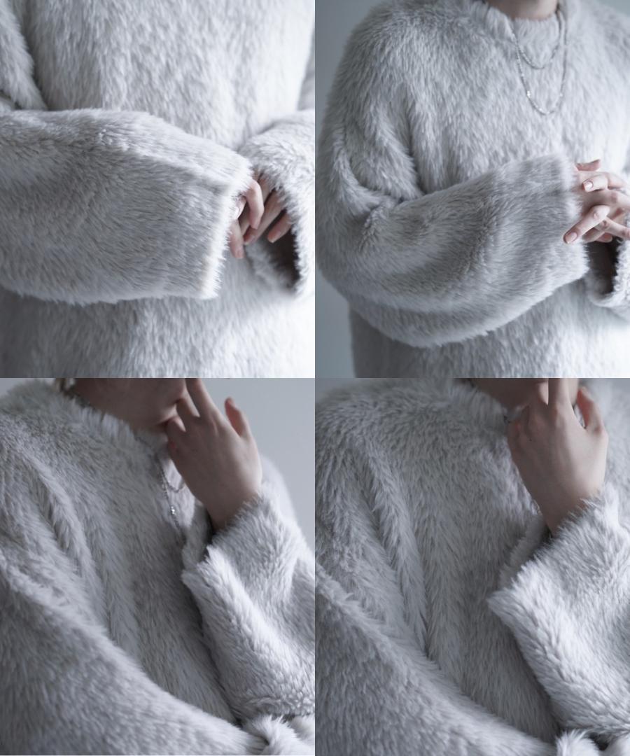 【極美品】LILL ルーズシルエットワイドスリーブシャギークルーネックニット