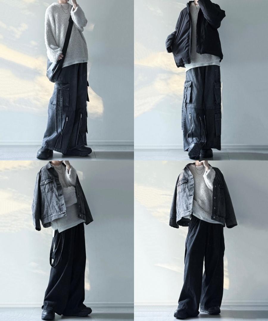 【極美品】LILL ルーズシルエットワイドスリーブシャギークルーネックニット
