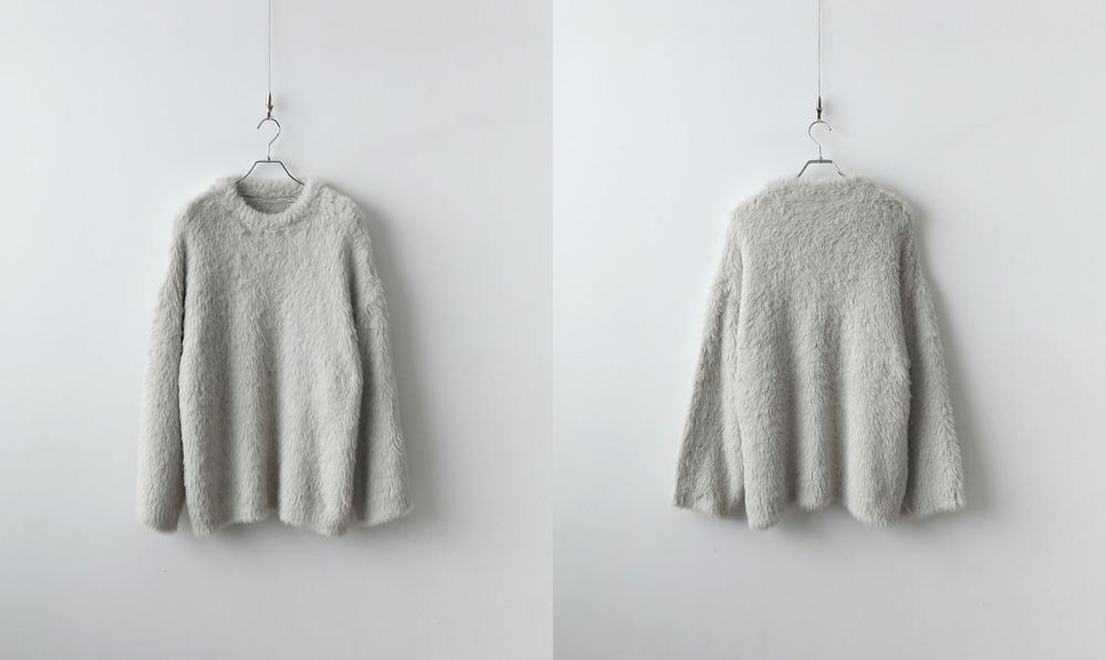 【極美品】LILL ルーズシルエットワイドスリーブシャギークルーネックニット