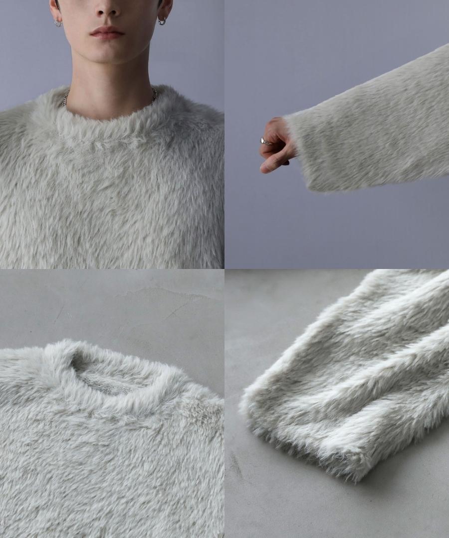 【極美品】LILL ルーズシルエットワイドスリーブシャギークルーネックニット