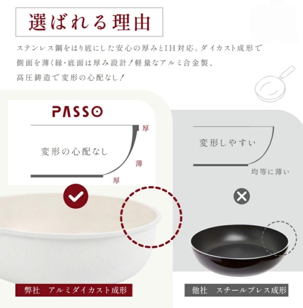 PASSO 19点セット フライパン IH〜ガス火対応 取っ手が取れる