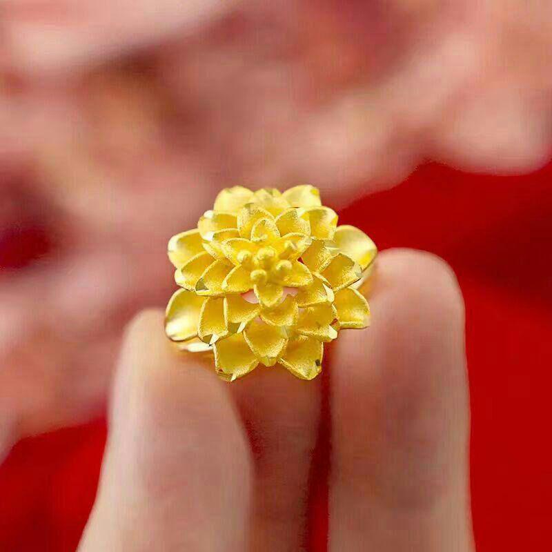 ☆高級感☆24K金イバラの花の指輪はサイズ調節可能 ゴールド999509