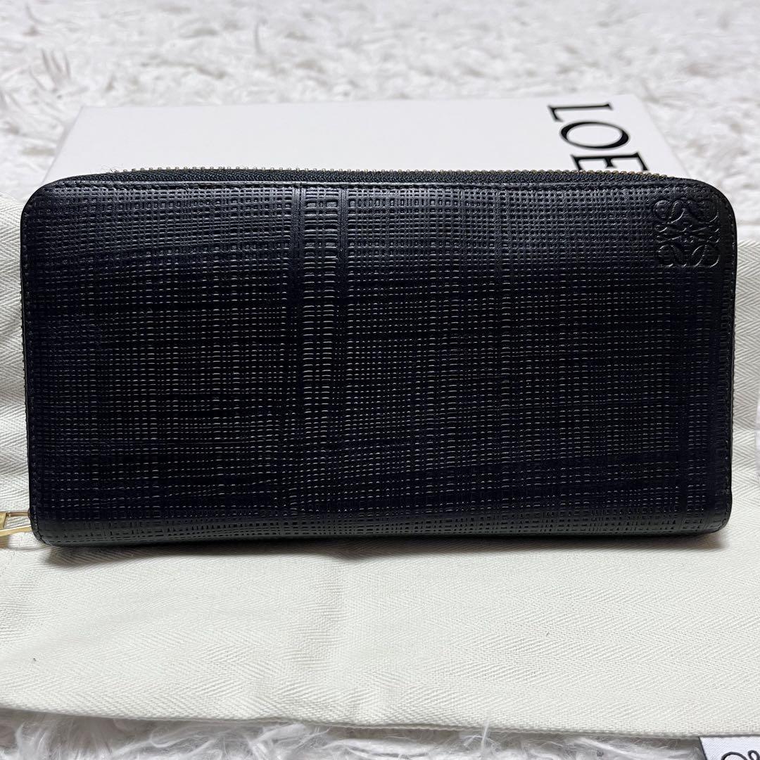 廃盤！】LOEWE リネンアナグラムジップアラウンドウォレット長