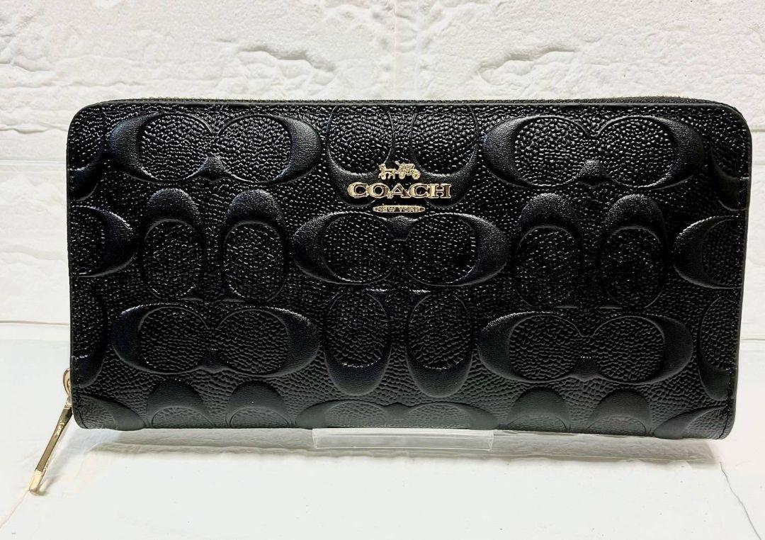 COACH 　長財布　エンボス　ブラック