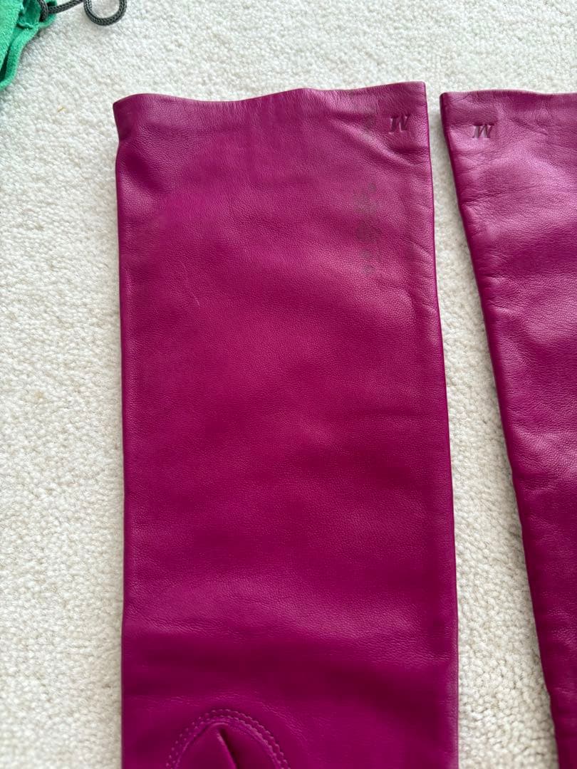 レザー手袋 パープル目立った傷や汚れなし