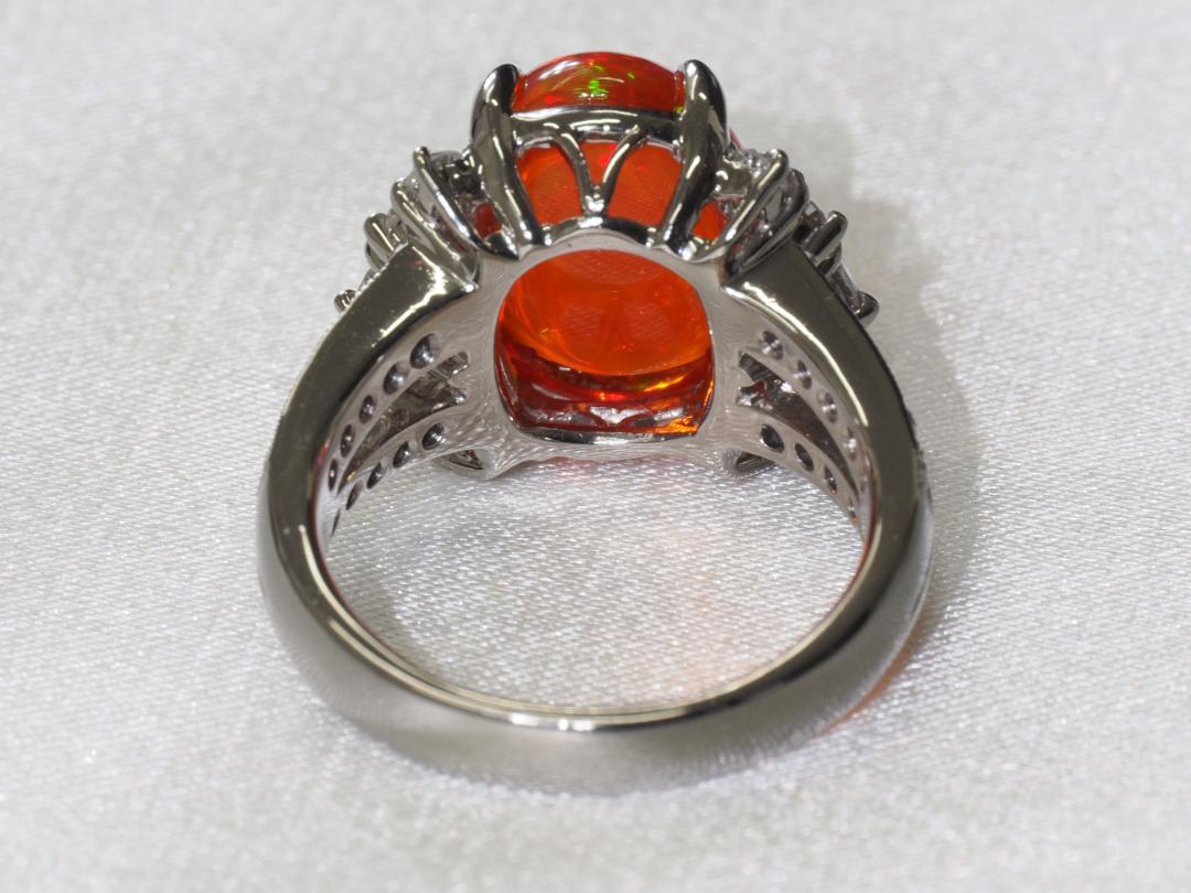 メキシコ産ファイアオパール4.20ct D0.88ct PT900 リング - メルカリ