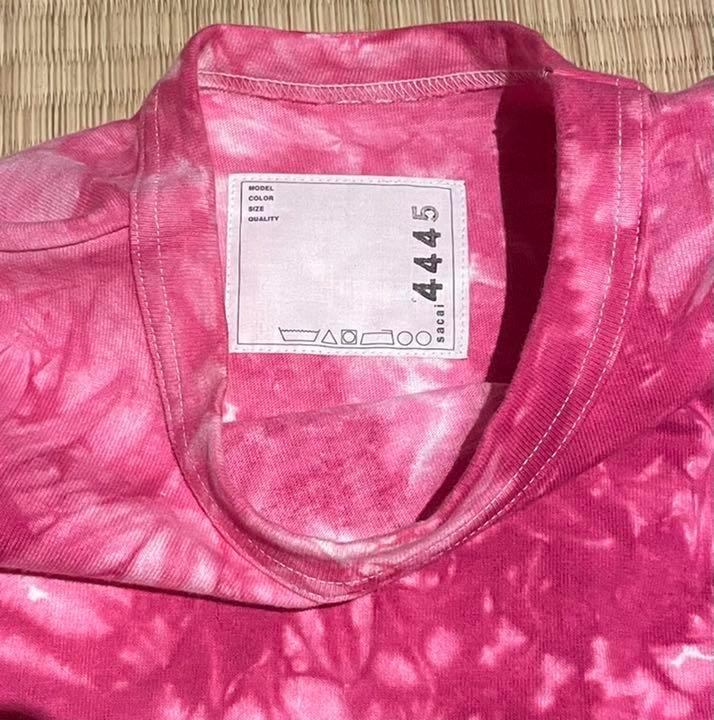 sacai トップス Tシャツ 半袖 ピンク マーブル タイダイ レディース
