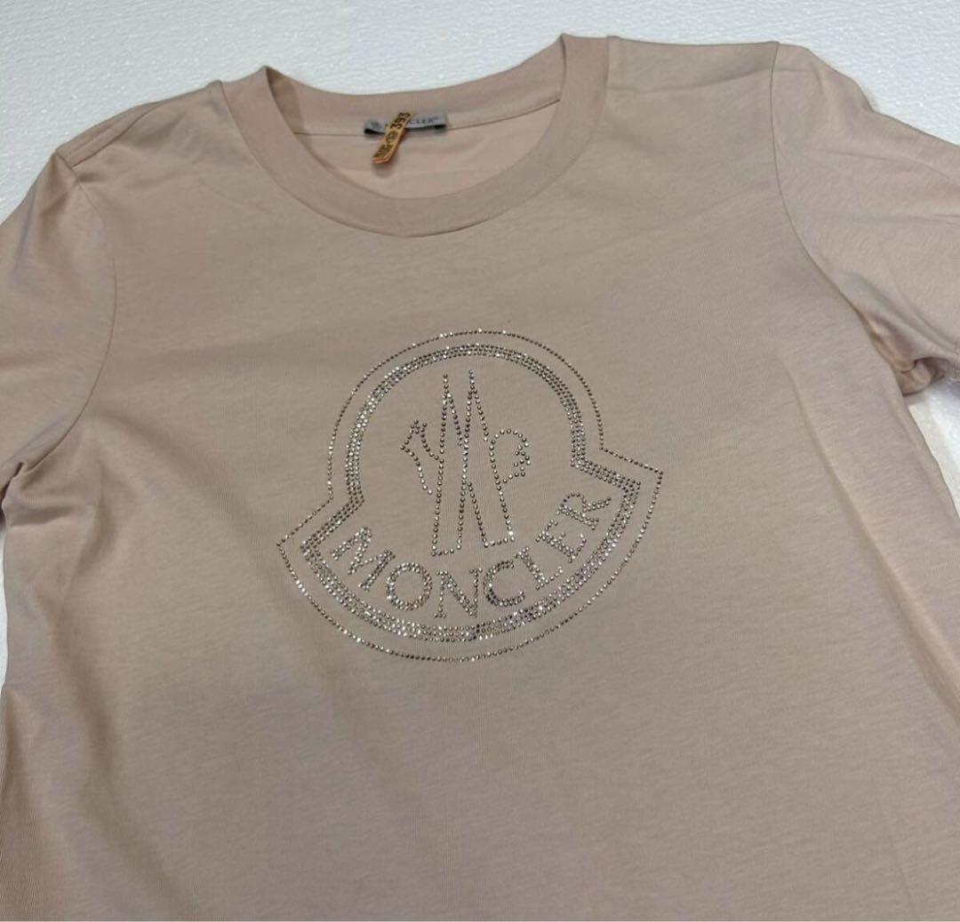 【新作】【極美品】MONCLER モンクレール ビジュー　Tシャツピンクベージュ