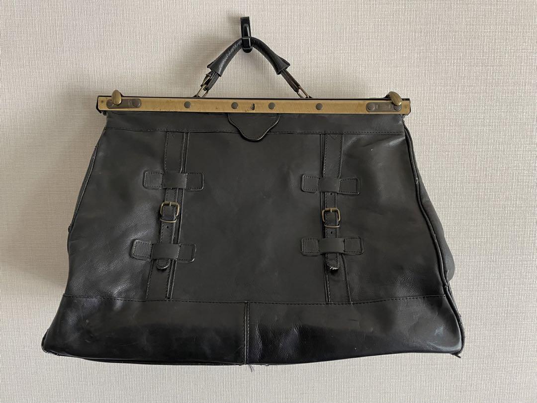 黒 レザー ボストンバッグ