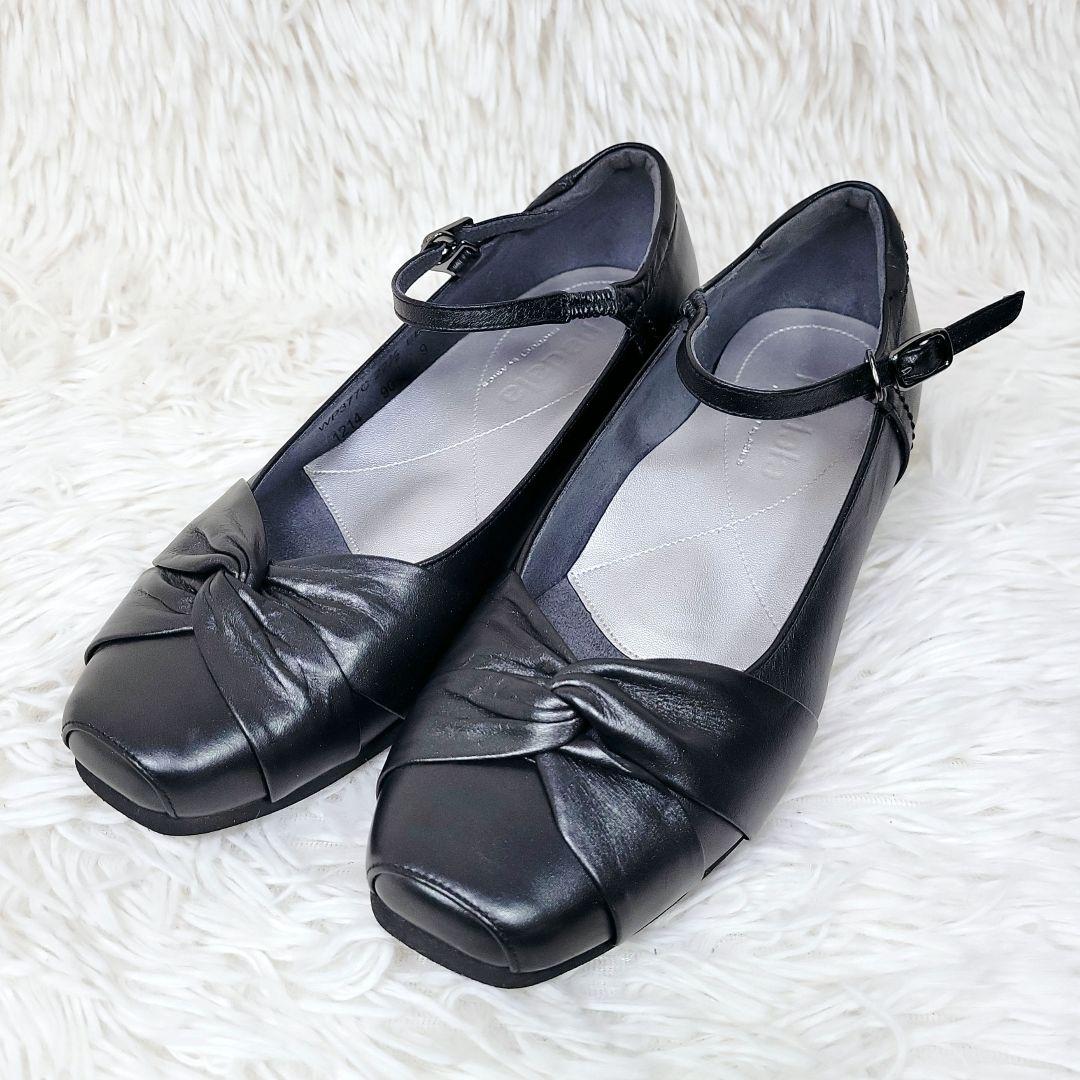 美品✨アシックス ペダラ パンプス レザー ストラップ コンフォート リボン