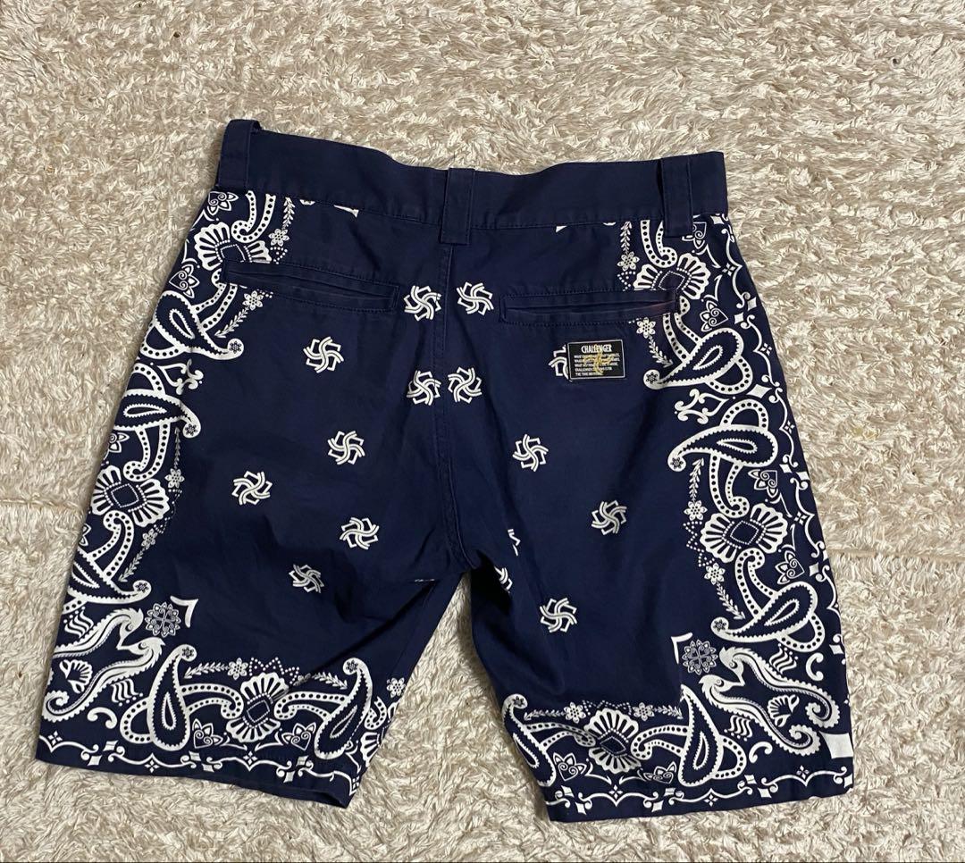 CHALLENGER/PAISLEY COTTON TWILL SHORTS（CHARCOAL/PURPLE