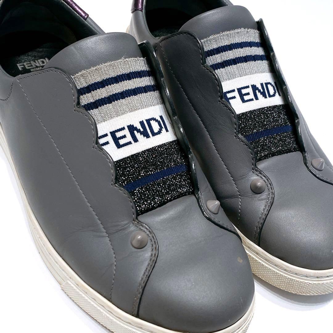 フェンディ FENDI グレー スリッポンスニーカー