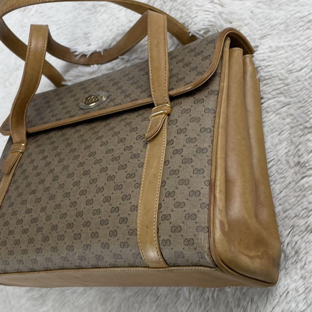 美品 OLD GUCCI PVC トートバッグ 茶 マイクロ フラップ GG総柄