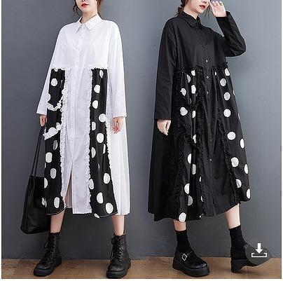 大きいサイズ レディース 秋　冬 ロング　ワンピース　シャツ　新品 長袖　春