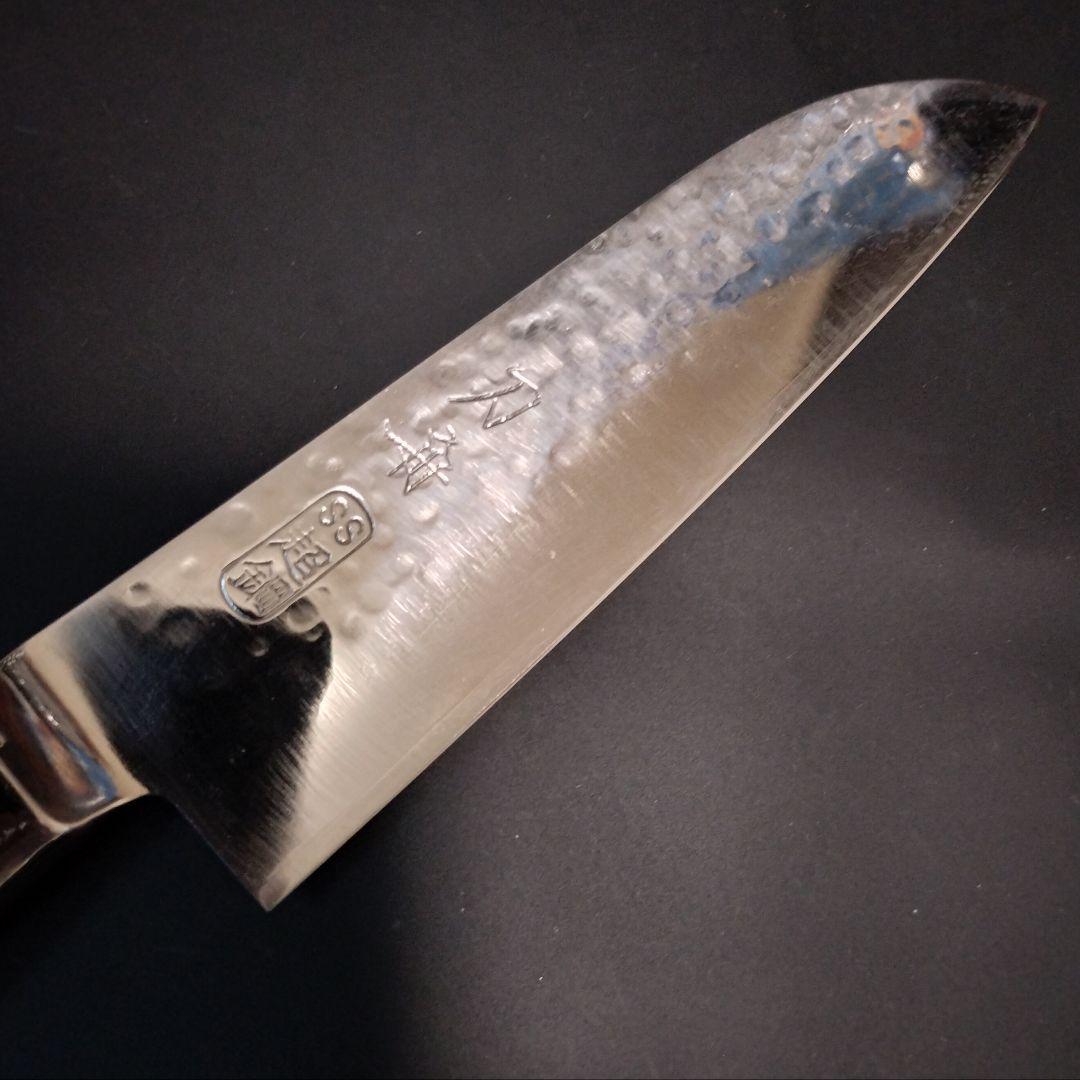 刀舟 鎚目 SS超鋼 三徳 包丁オールステンレス18cm 新品未使用品 刀舟 鎚目 SS超鋼 三徳 包丁 オールステンレス 研ぎ済み モナカ