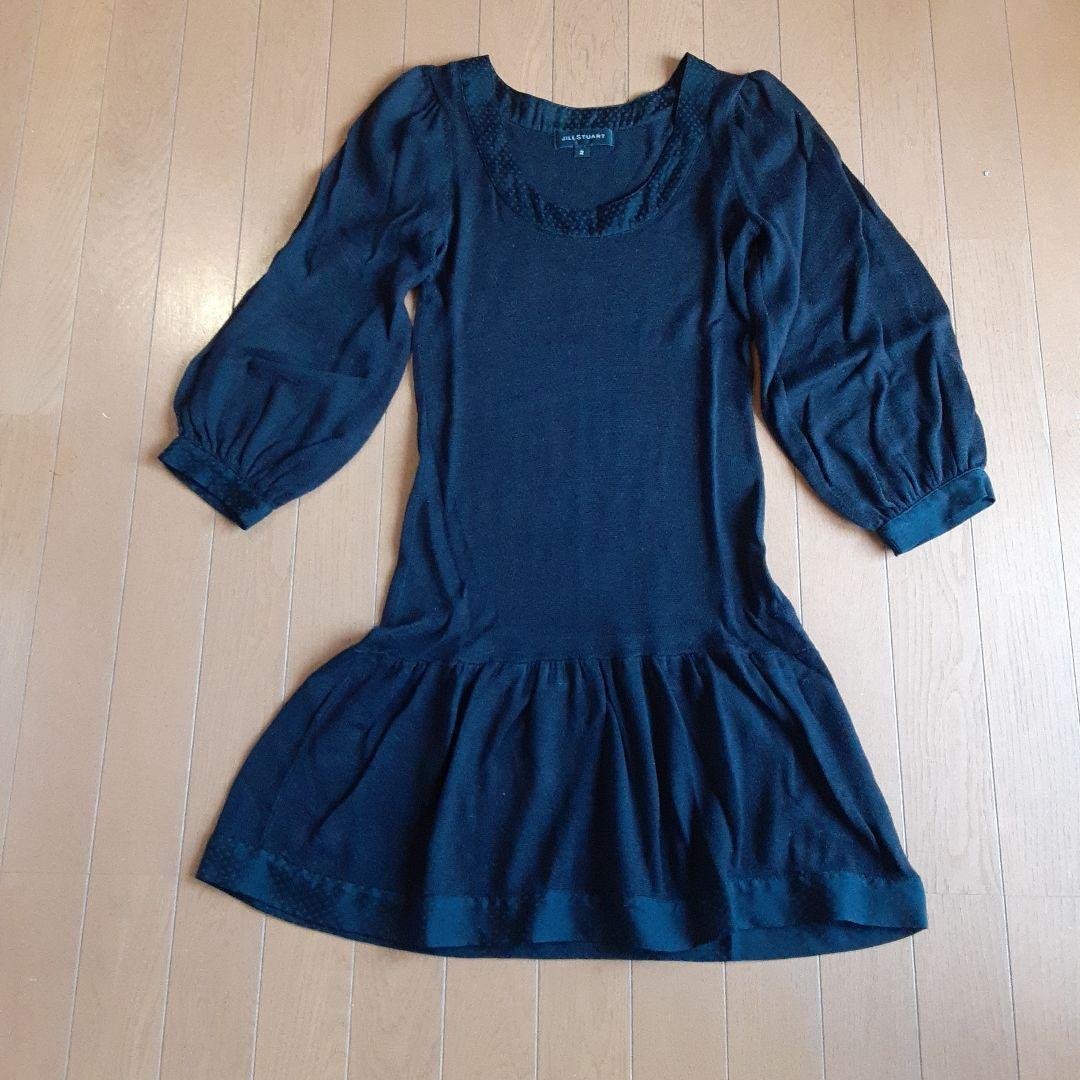 JILL STUART ブラック ミニワンピース 長袖(M)