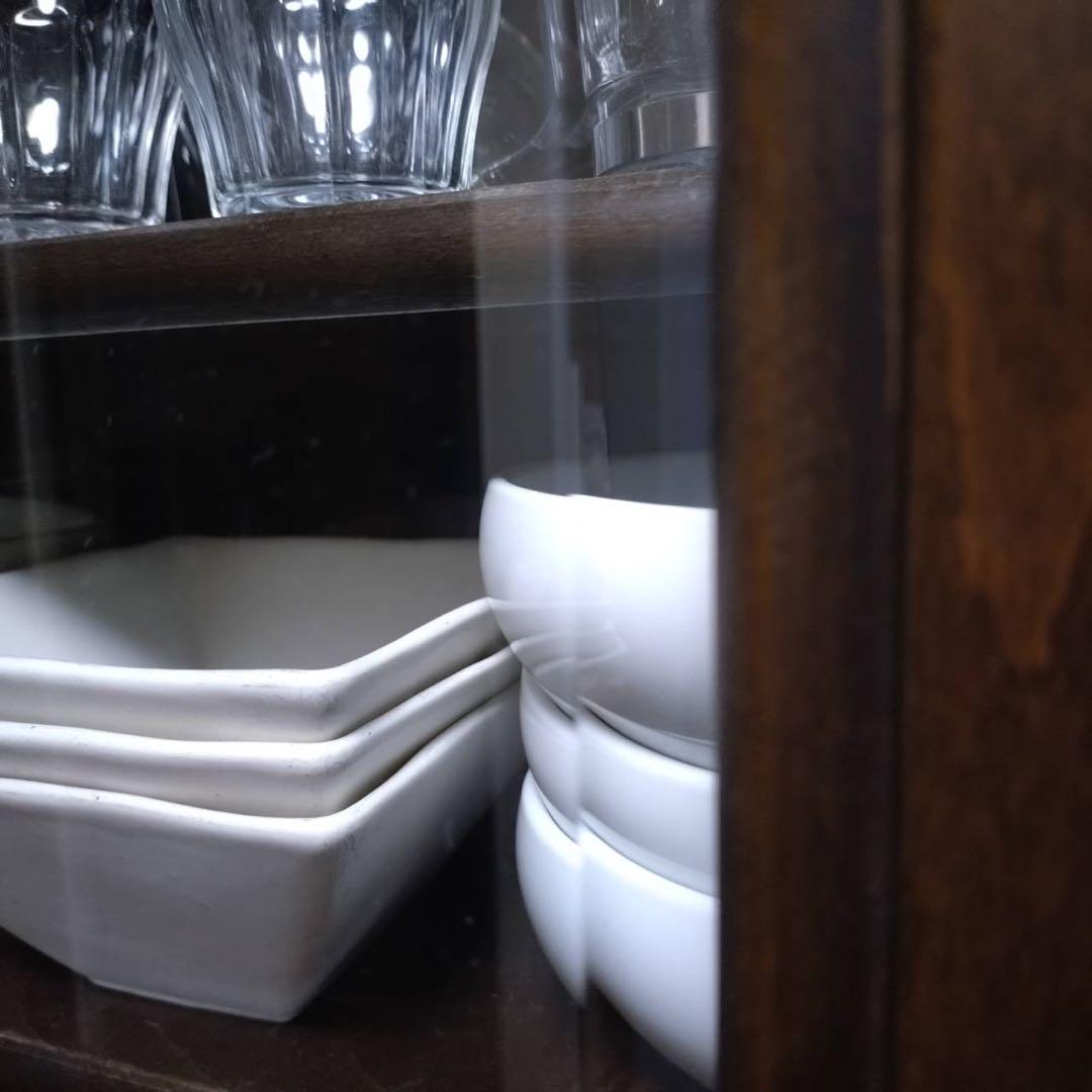 木製食器棚 ガラス扉付き ダークブラウン 木製食器棚 ガラス扉付き ダークブラウン