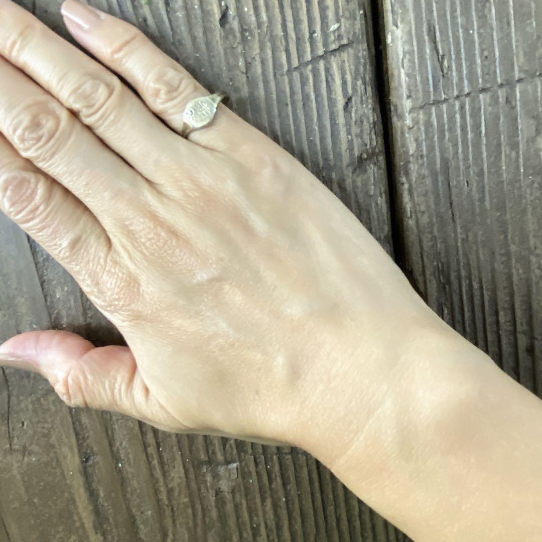 英国 シグネット リング 金メッキ シルバー 六角 印章 12号