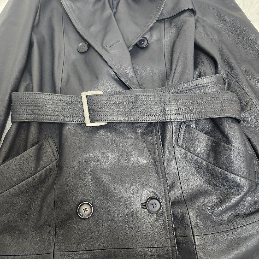 ✨美品✨　コノリコ　ラムレザー　トレンチコート　ネイビー