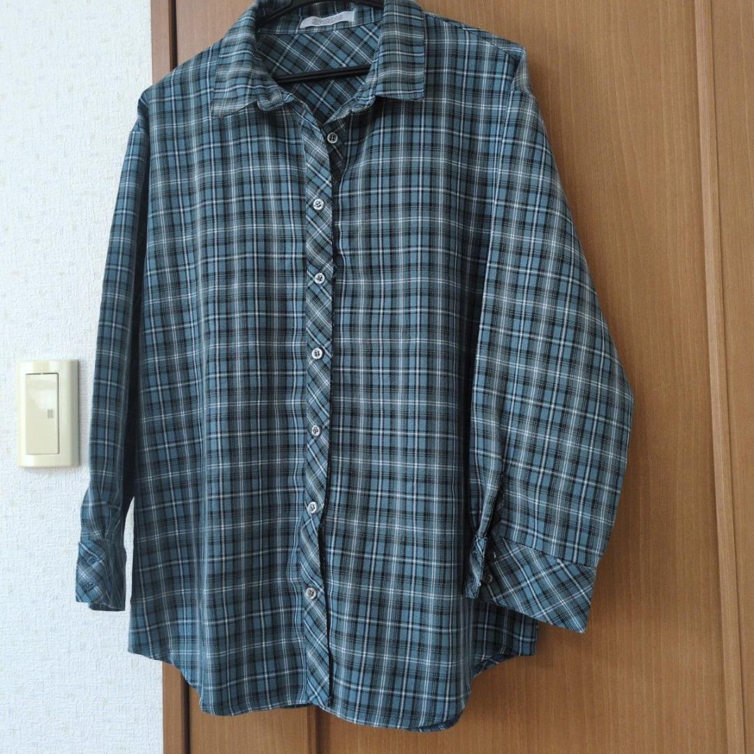 チェック柄コットン長袖シャツ