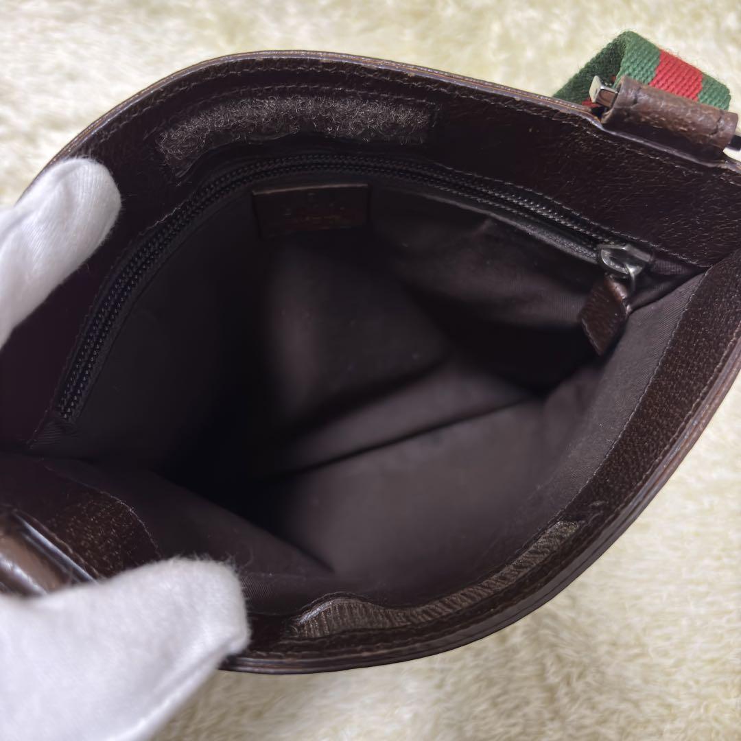149 ねち様 グッチ ショルダーバッグ GGキャンバス×レザー