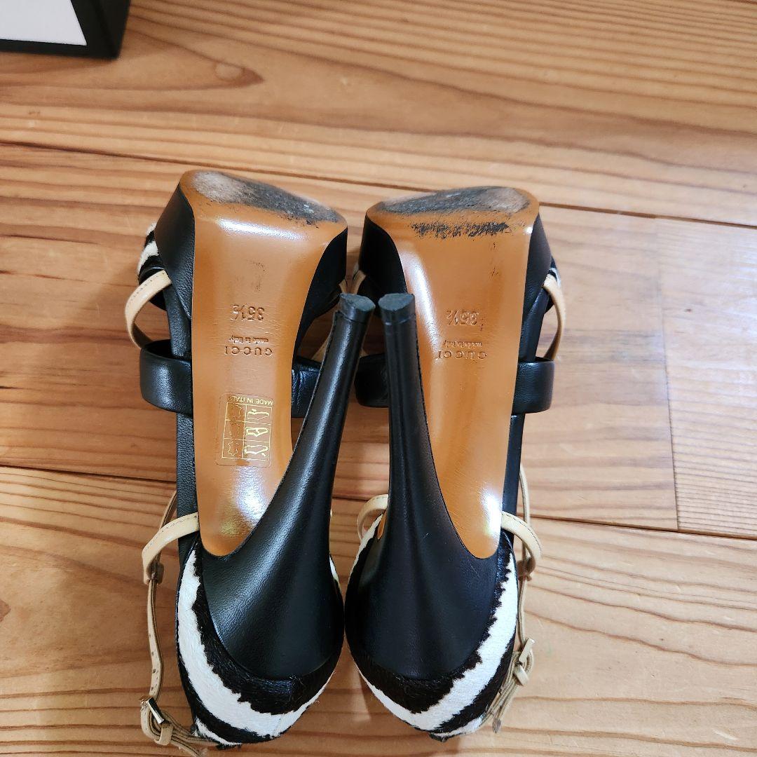 GUCCI プラットフォーム ハイヒールサンダル 黒・ベージュ