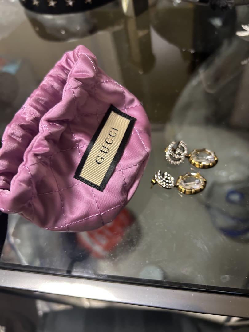 【GUCCI】 ピアス ダブルG クリスタル付き