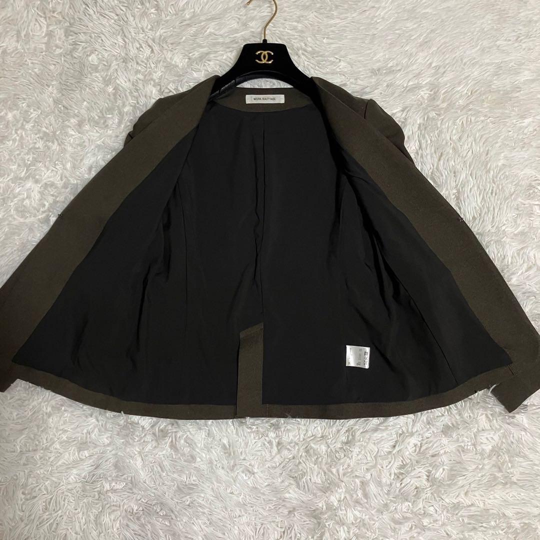 ✨希少カラー 美品✨ナチュラルビューティーベーシック パンツスーツ ノーカラー