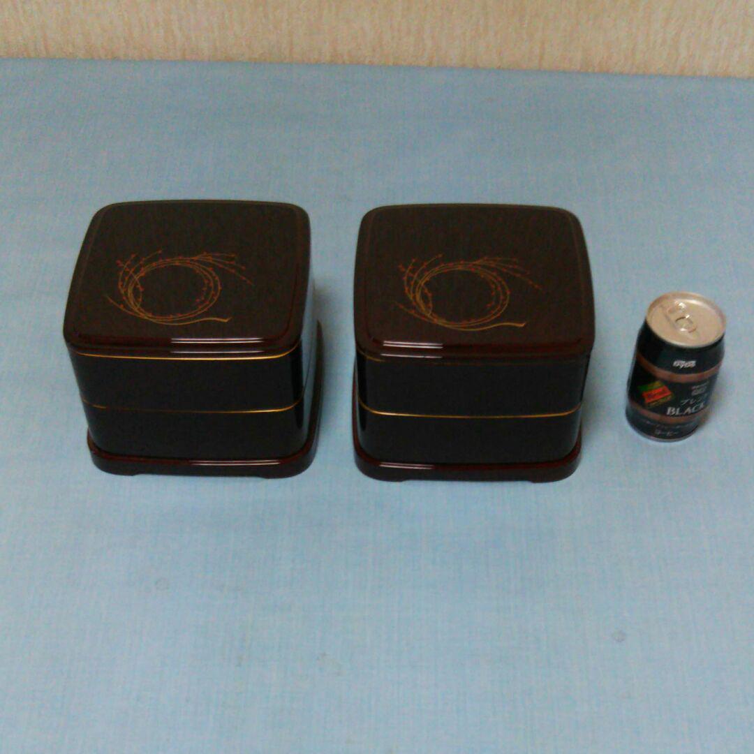 値下げさせていただきました。足付き胴張り二段重箱（2個）お正月に