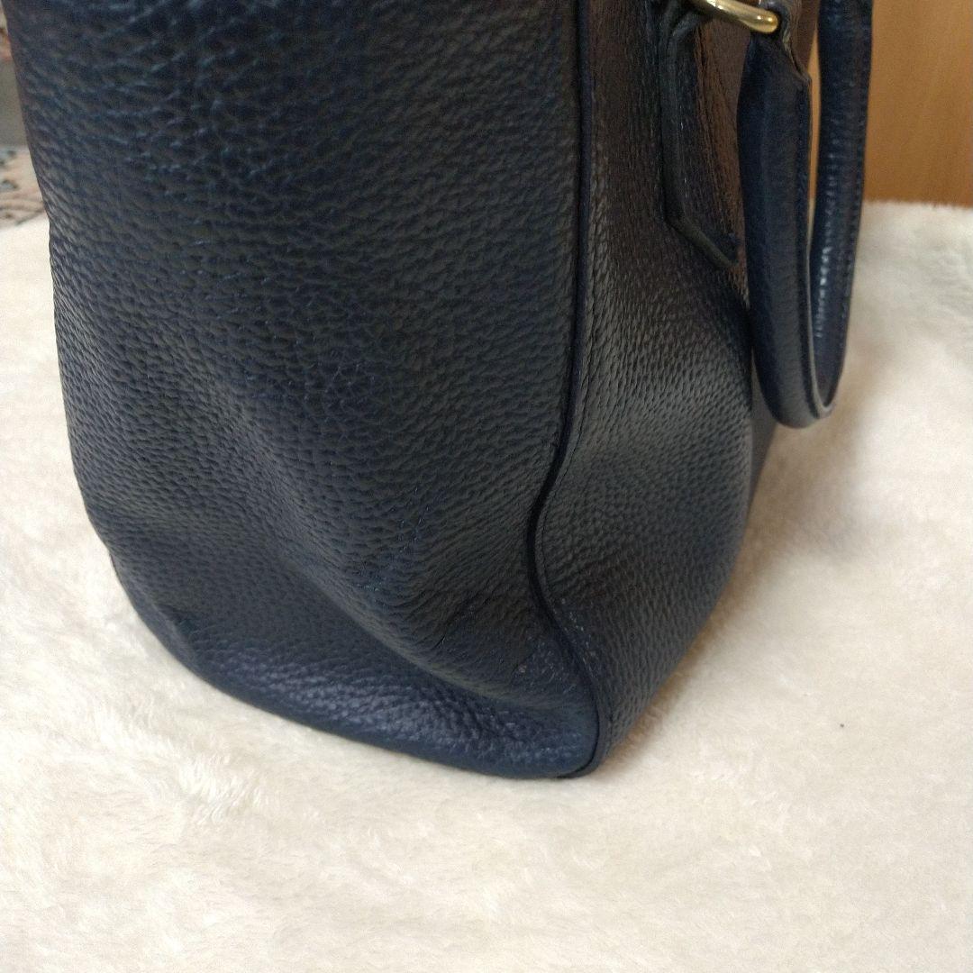 A.D.M.J. ネイビー レザー トートバッグ ショルダー付き