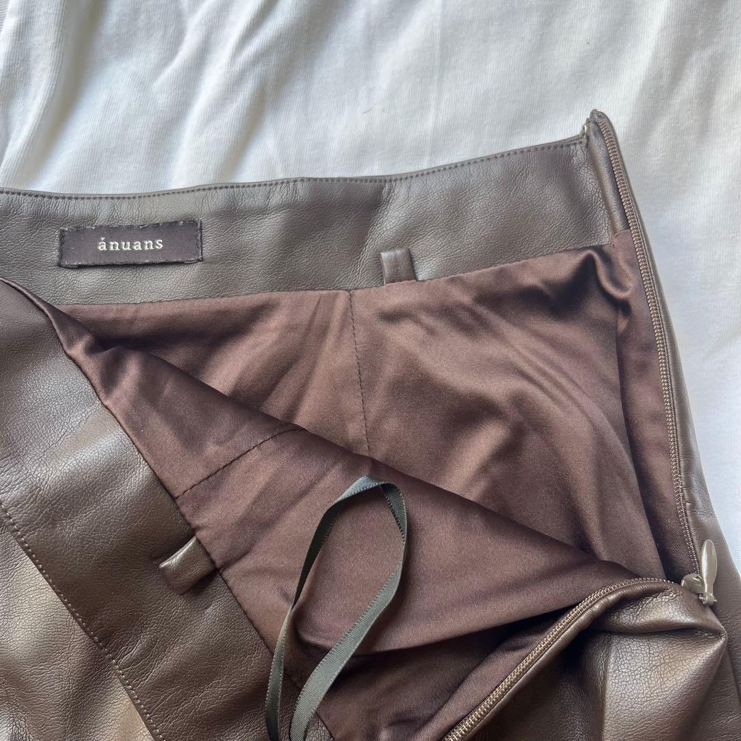 美品フェイクレザー フレアスカート レザースカートanuans S アニュアンス 美品フェイクレザー フレアスカート レザースカートanuans S アニュアンス