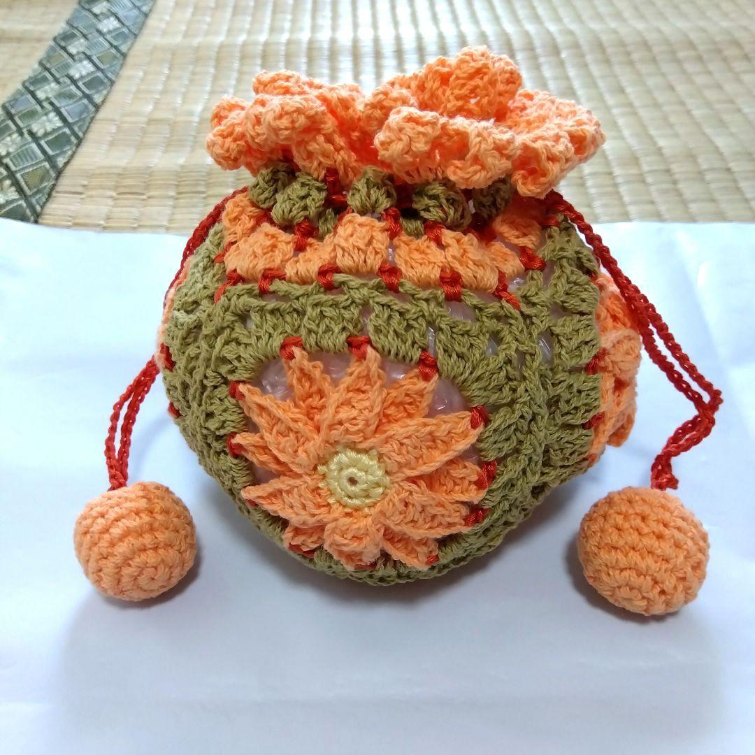フェリシモ　かぎ針編み　お花きんちゃくの会 編んで植物採集 ボタニカルモチーフ かぎ針きんちゃくの会