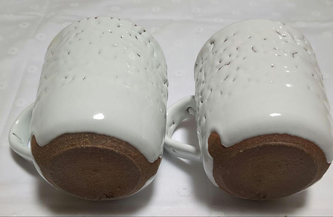 白い陶器製コーヒーカップ2個セット