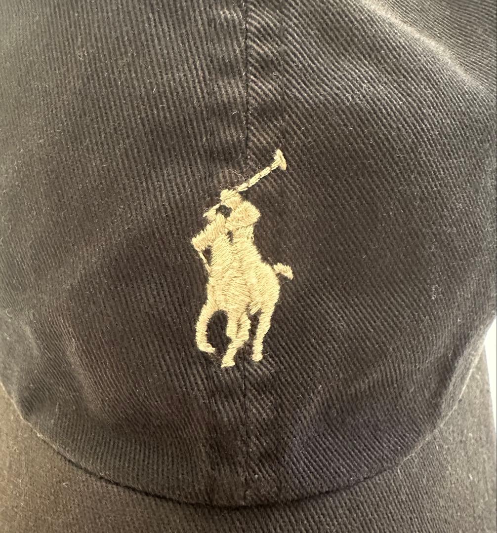 【良フェード有】ポロ ラルフローレン ローキャップ カーキポニー刺繍 黒 59m