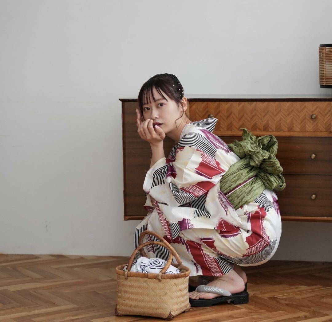 タグ付き新品未使用 高級変わり織 浴衣3点セット えんじの大正浪漫矢絣と菊