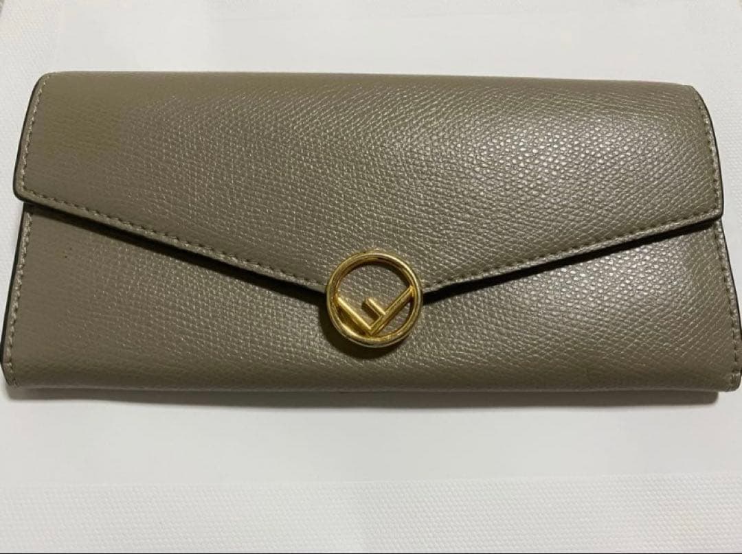 FENDI ブラウン レザー 長財布 フラップ式Fendi