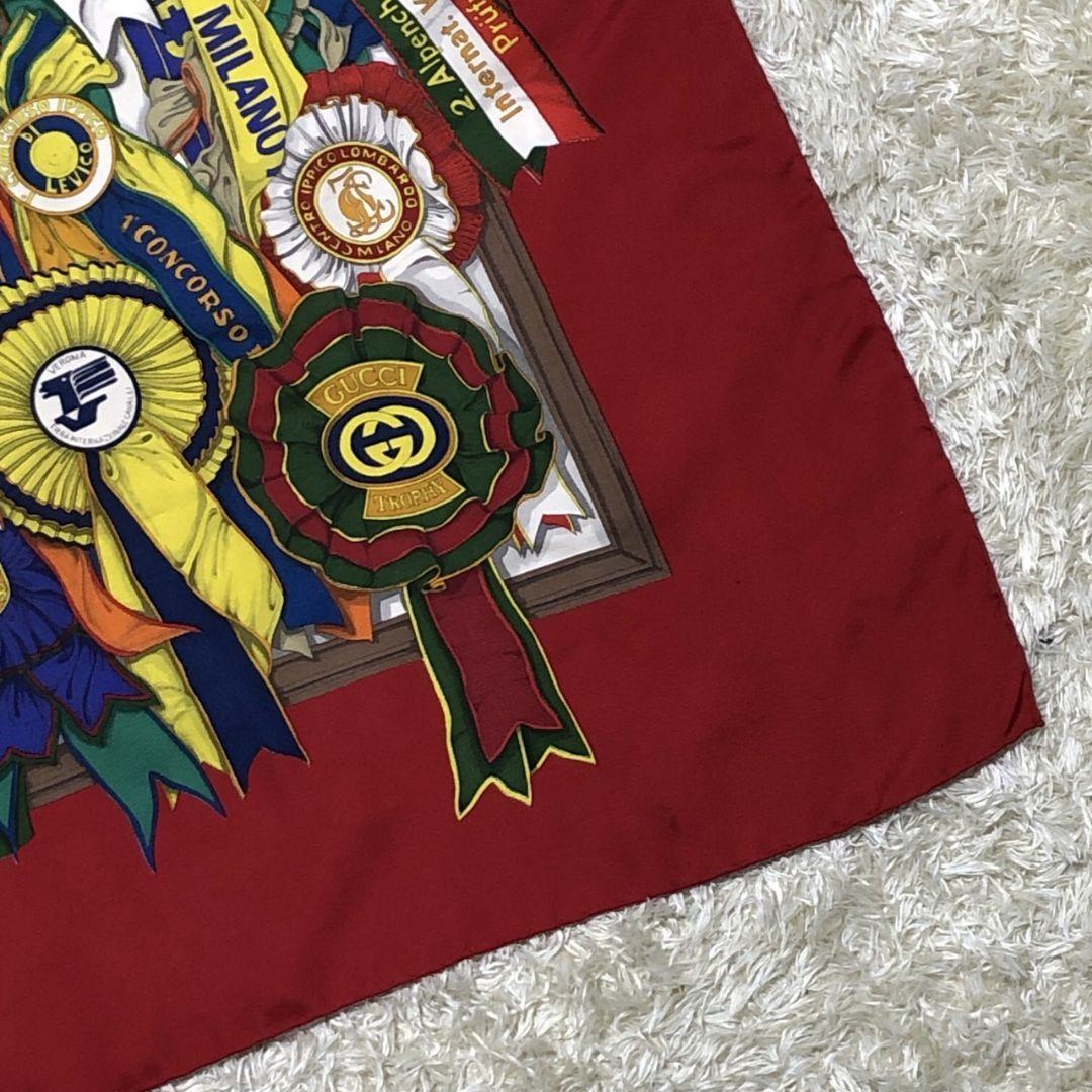 極美品】GUCCI グッチ イタリア製 シルク 勲章 大判スカーフ